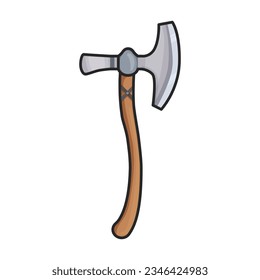 Icono vectorial de hacha medieval.Icono vectorial de color aislado en hacha medieval de fondo blanco.