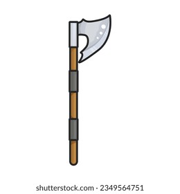 Icono vectorial de hacha medieval.Icono vectorial de color aislado en hacha medieval de fondo blanco.