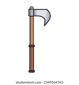 Icono vectorial de hacha medieval.Icono vectorial de color aislado en hacha medieval de fondo blanco.