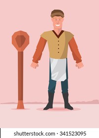Medieval Baker standing with ladle