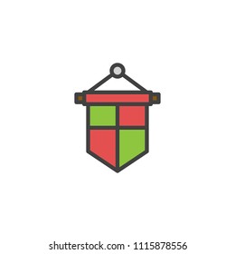 Medieval banner flag filled outline icon, line vector sign, linear colorful pictogram isolated on white. Symbol, logo illustration. Pixel perfect vector graphics