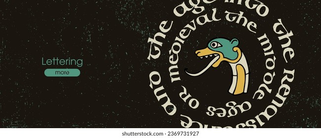 Mittelalterliche Bannervorlage mit Muster der Lindisfarne Kalligraphie und Bestien. Dim Mittelalterliche Malluskule Celtic, Anglo-Sachsen, irischer Stil. Vintage-Kunst für heraldische Plakate, luxuriöse Verpackung.