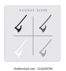 Medieval battle axe flat black and white vector icon.