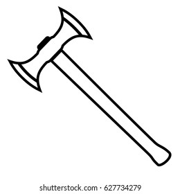 Medieval Battle Axe. Linear thin line vector illustration
