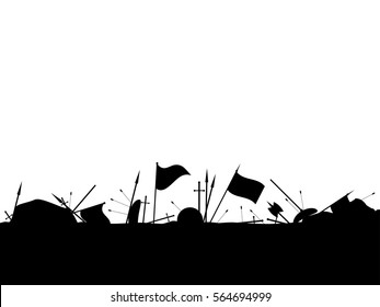 Medieval Battlefield. After The Battle. Vector Illustration