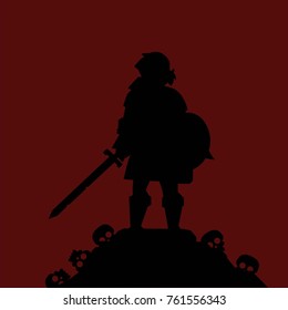 Medieval battlefield . warrior vector illustration
