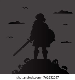 Medieval battlefield . warrior vector illustration