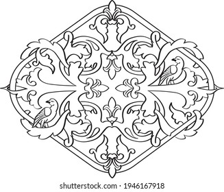 patrón de diamante de ornamento de aves medievales 