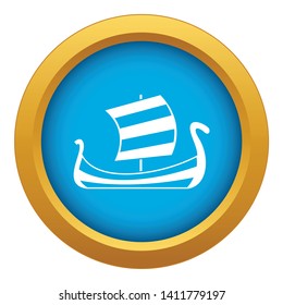 Medieval boat icon blue vector isolated on white background for any design