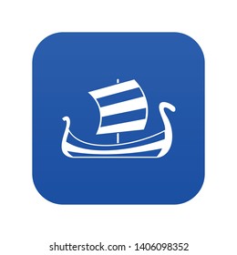 Medieval boat icon digital blue for any design isolated on white vector illustration