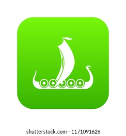 Medieval boat icon digital green for any design isolated on white vector illustration
