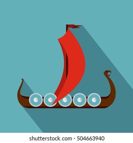 Medieval boat icon. Flat illustration of medieval boat icon for web