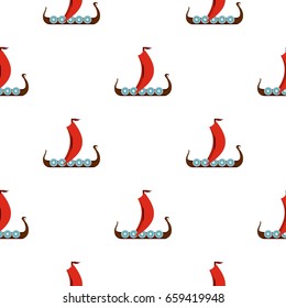 Medieval boat pattern seamless flat style for web vector illustration