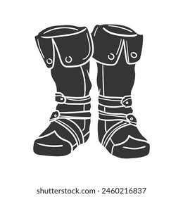 Medieval Boots Icon Silhouette Illustration. Boot Vector Graphic Pictogram Symbol Clip Art. Doodle Sketch Black Sign.