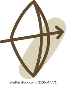 Medieval bow and arrow, illustration, vector on a white background.