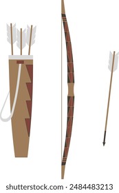 Medieval bow with quiver and arrows