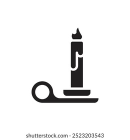 Medieval Candle Filled Icon Vector Illustration