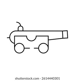 medieval cannon line icon vector. medieval cannon sign. isolated contour symbol black illustration