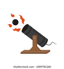 Medieval cannon on white background. Vector illustration.