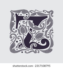 Medieval capital letter Z logo in floral ornament and diagonal hatching. Vintage antique gothic style drop cap. Luxury vector initial. Victorian engraved icon for royal monogram, classic invitation.