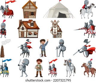 Medieval Cartoon Characters Objects Illustration Stock Vector (Royalty ...