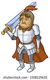 Medieval cartoon knight with sword