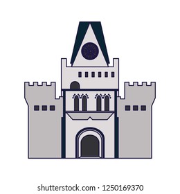 Medieval castle building blue lines