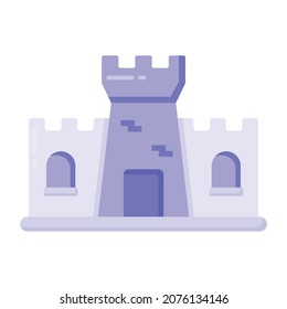 A medieval castle building in flat icon