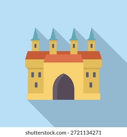 Medieval castle building with towers and gate, representing history and tourism in europe