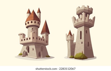 Medieval castle. Cartoon castle on a light background. Flat vector illustration.