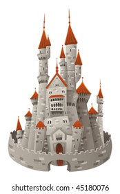Medieval castle. Cartoon and vector object  isolated