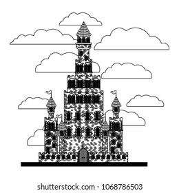 medieval castle with clouds