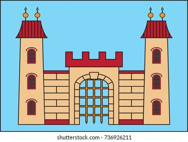 MEDIEVAL CASTLE
color image of a medieval castle on a blue background
