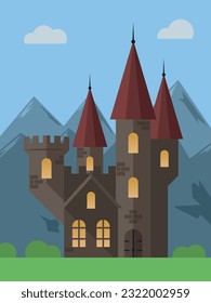 Medieval castle. Colored vector illustration.
