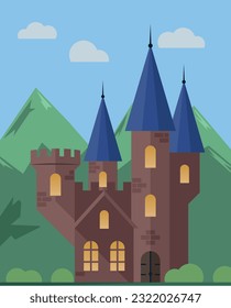 Medieval castle. Colored vector illustration.