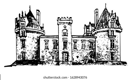 Medieval Castle Drawing Sketch Vector