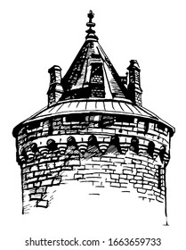 Medieval Castle Drawing Sketch Vector