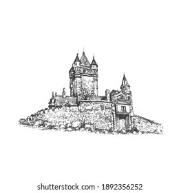 Medieval Castle Drawing Sketch Vector 