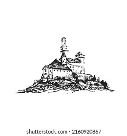 Medieval Castle Drawing Sketch Vector
