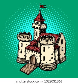 medieval castle, fairy kingdom. real estate. Pop art retro vector illustration drawing kitsch vintage
