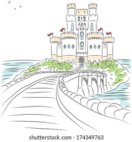 Medieval castle fairytale Vector 