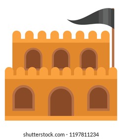 
A medieval castle with flag 
