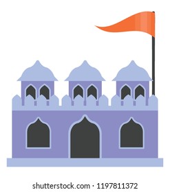 
A medieval castle with flag 
