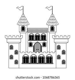medieval castle with flags