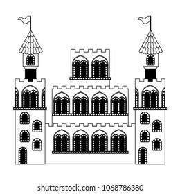 medieval castle with flags