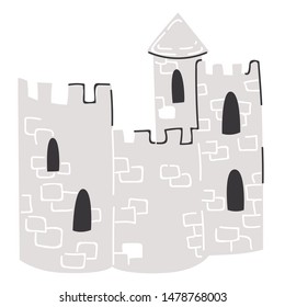 Medieval castle flat color illustration on white