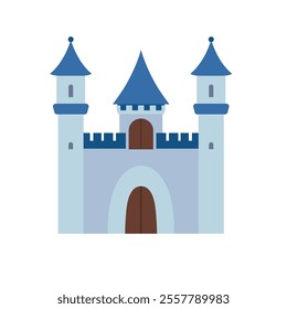 Medieval castle flat icon design, old palace building vector illustration, fairy tale fantasy castle fortress clipart image