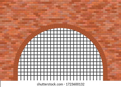 Medieval castle gate and brick wall vector illustration