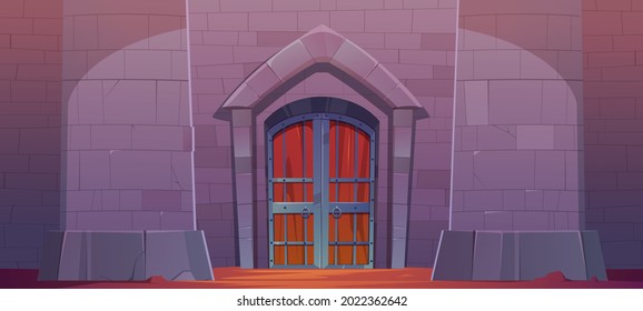 Medieval castle gate, dungeon or palace exterior.