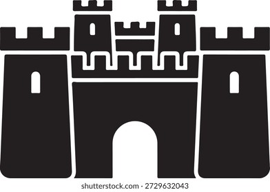 Medieval castle gate isolated on white background, illustration